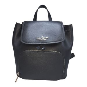 Kate Spade Darcy Flap Black Leather & Gold Tone Hardware Backpack 10"X9X